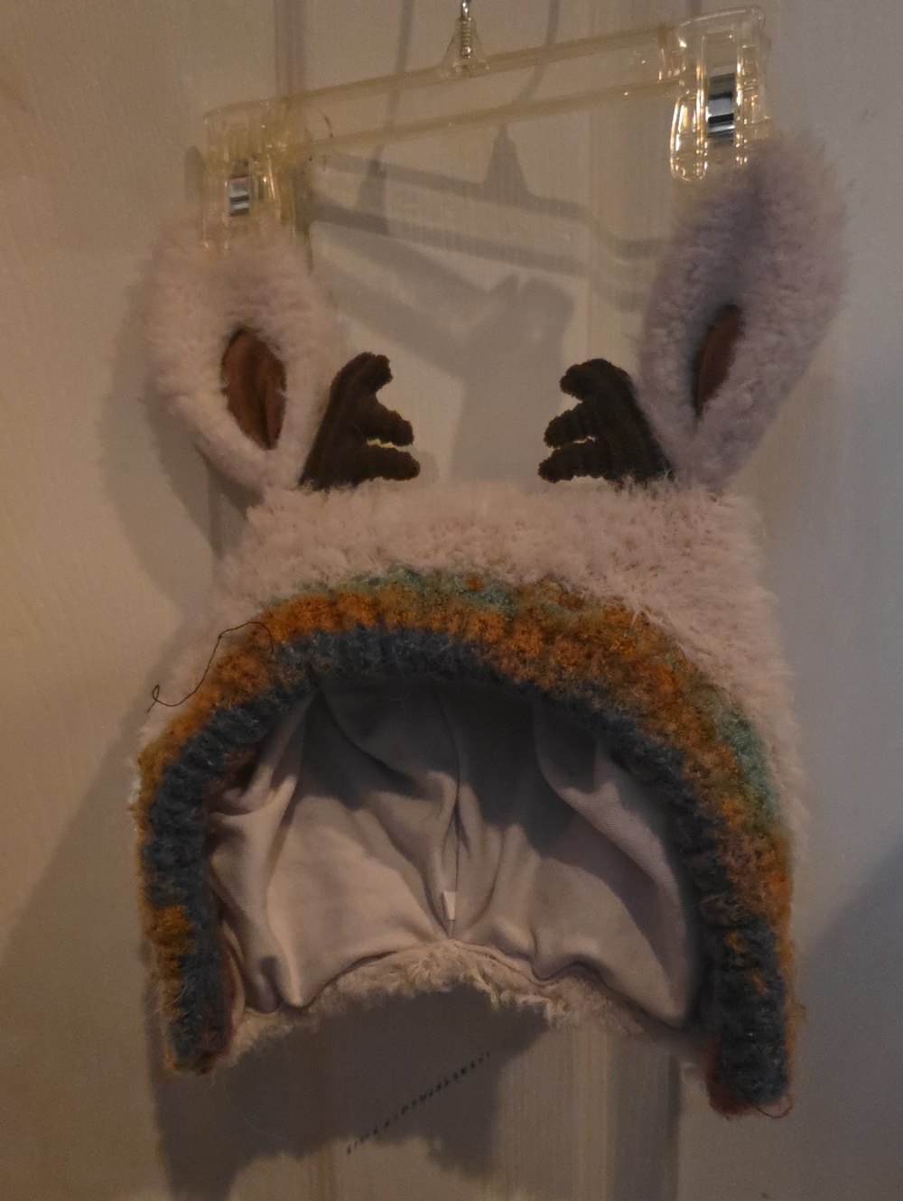 Kids Plush Reindeer Ear Winter Hat - Beige